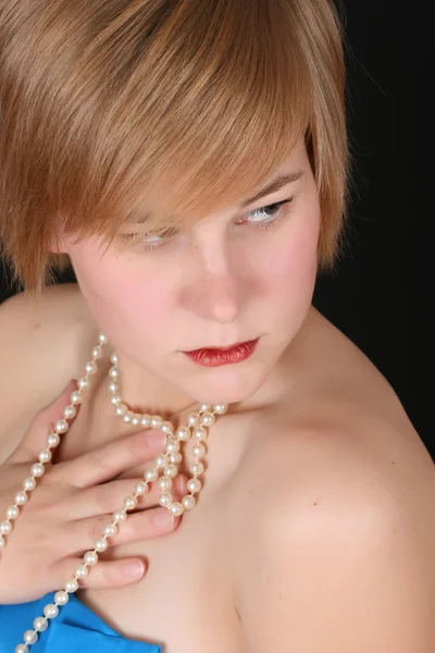 Female with pearls — Stock Photo, Image