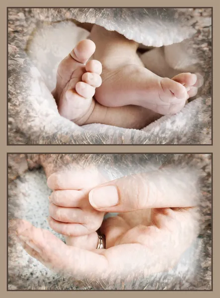 Pieds et main de bébé — Photo