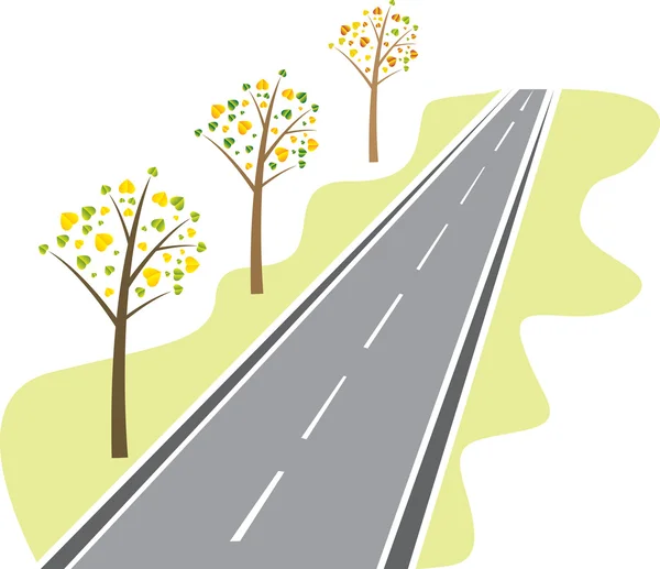Trees along the road — Stock Vector