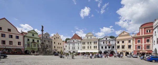 Česká republika český krumlov, 27 července: panoramatické náměstí svornosti — Stock fotografie