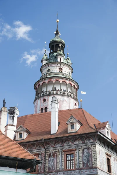 Cesky Krumlov-Czech Republic, July 27, 2011: The Castle Tower. T — Stock Photo, Image