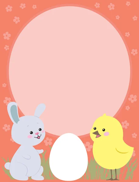 Velikonoční králíček a kuřecí — Stockový vektor