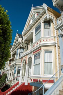 Alamo Square in San Francisco with Victorian houses clipart
