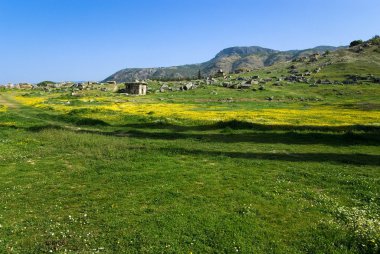 Antik Hierapolis kentinin kalıntıları, ilkbahar zamanı Türkiye