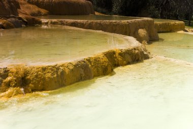 sıcak maden suyu karahayit doğal Traverten havuzları, pamukkale, denizli Türkiye.