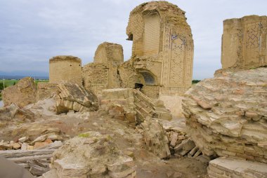 The ruined historic mosque in Turkmenistan Ashgabad Anau-depe clipart