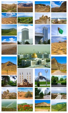 Collage of photos from the set of Turkmenistan Ashgabat clipart