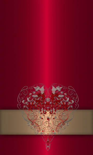 Золотий червоний на абстрактному серці старовинні валентинки фон — стокове фото