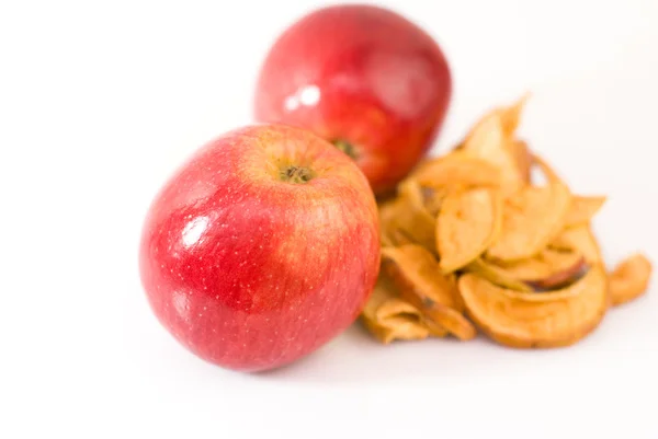 stock image Fresh and dried apples on a white background