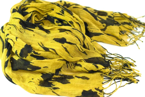 Žlutá s černými vzory dámy šátek — Stock fotografie