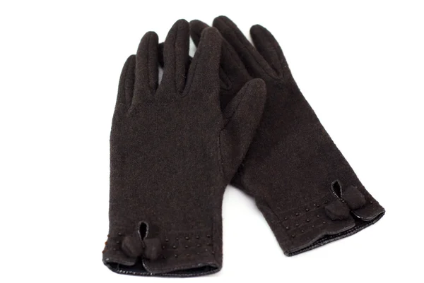 Dámské hnědé rukavice — Stock fotografie