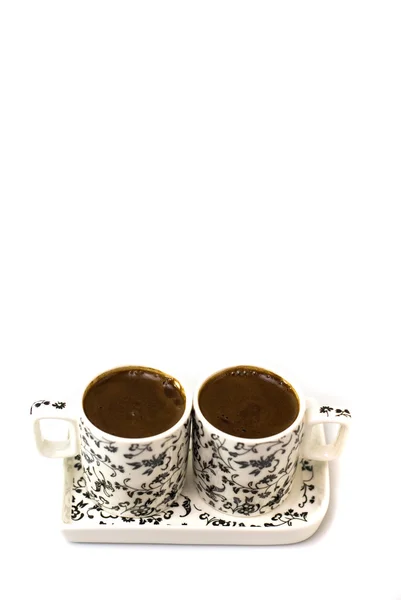 Турецкий кофе в двух чашках — стоковое фото