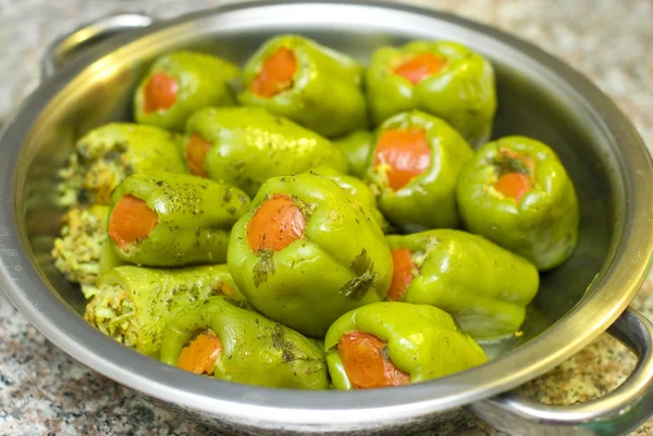 Stuffed peppers on a pan — Stock Photo, Image