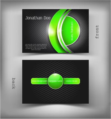 Business card black and green clipart