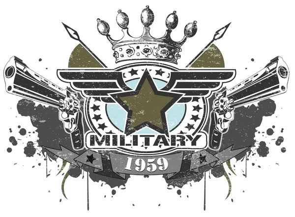 Militaire symbool met pistolen — Stockvector