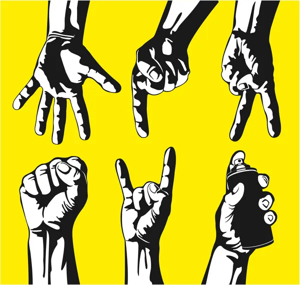 Ensemble de gestes de mains dans un vecteur — Image vectorielle