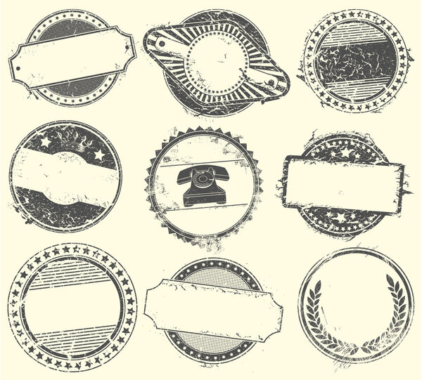 Abstract set of vector stamps with an empty place for the text