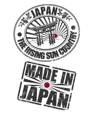 Stamp of Japan and rising sun clipart