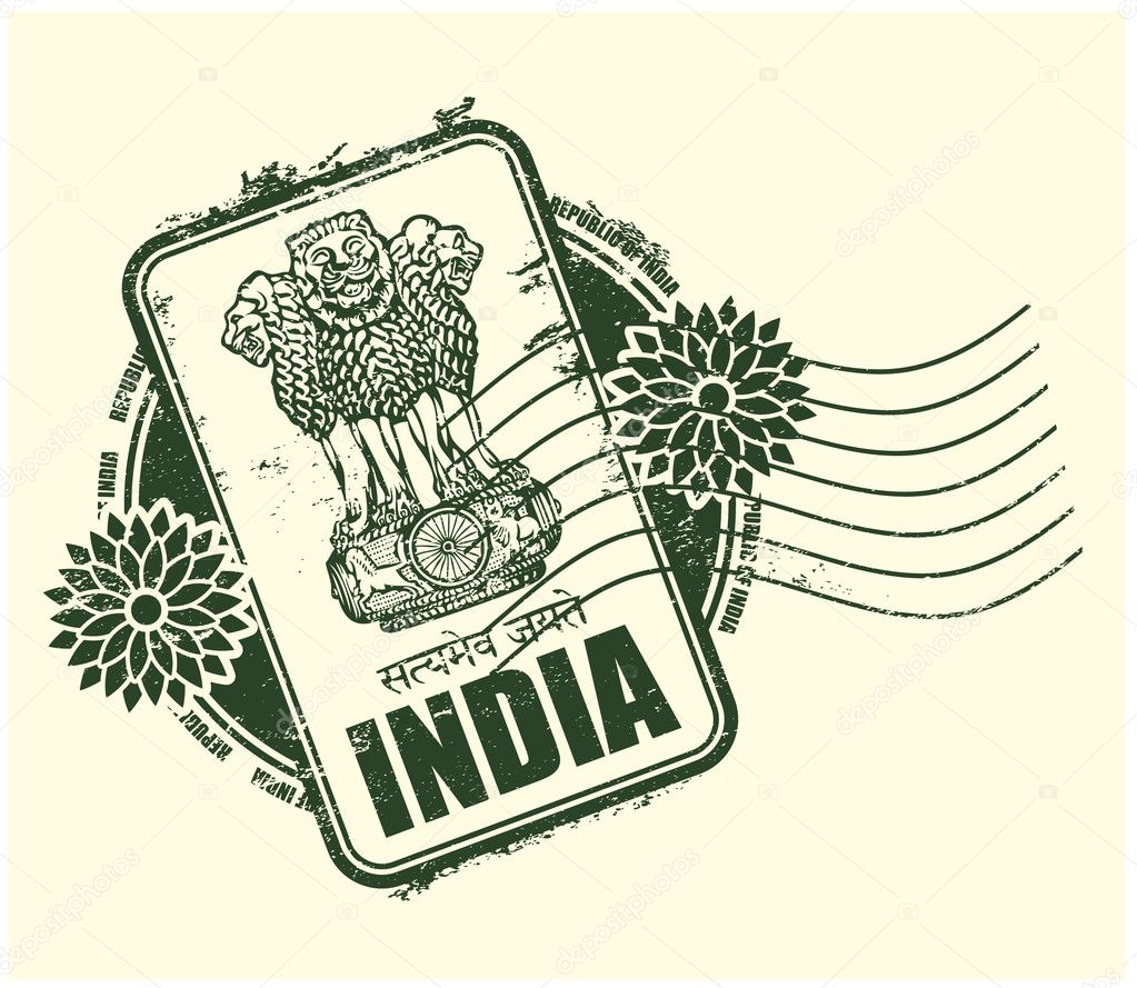 Rubber stamp of India with the arms — Stock Vector © osipovev 8633933