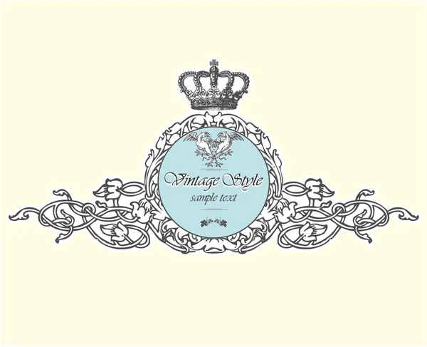 Label in the vintage style with a crown and a pattern frame — Stock Vector