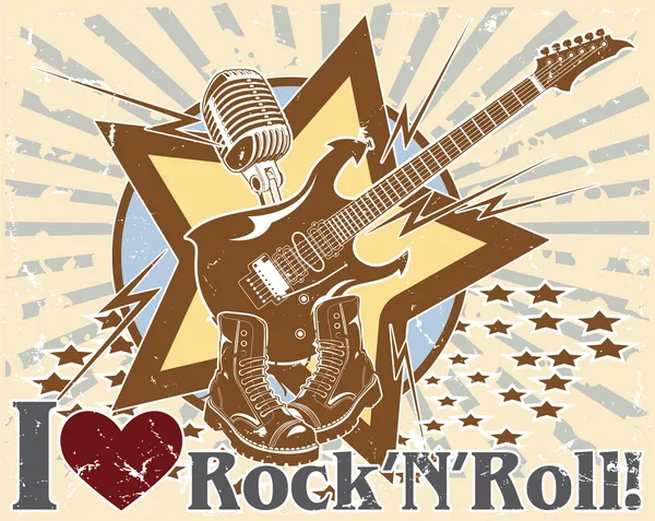 Adoro rock 'n' roll. cartaz — Vetor de Stock