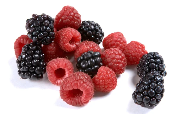 Fresh Raspberries and Blackberries — Stock Photo, Image