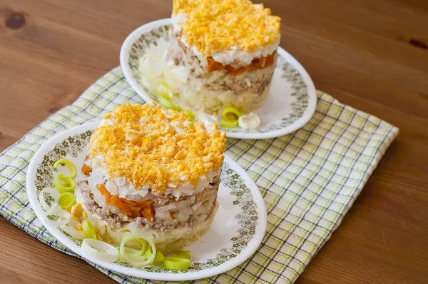 stock image Salad with a fish and eggs