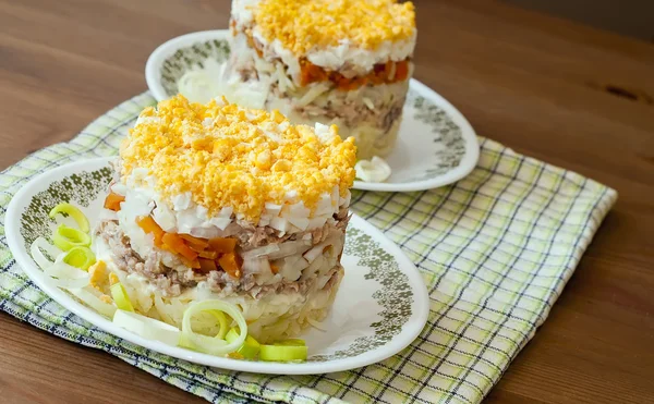 stock image Salad with a fish and eggs