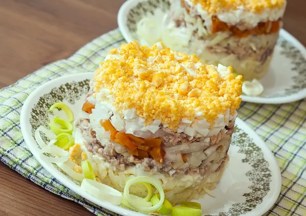 Stock image Salad with a fish and eggs