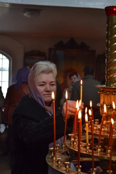 Easter celebration.In the orthodox temple. — Stock Photo, Image