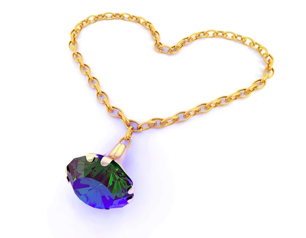 Diamond pendant with gold chain — Stock Photo, Image