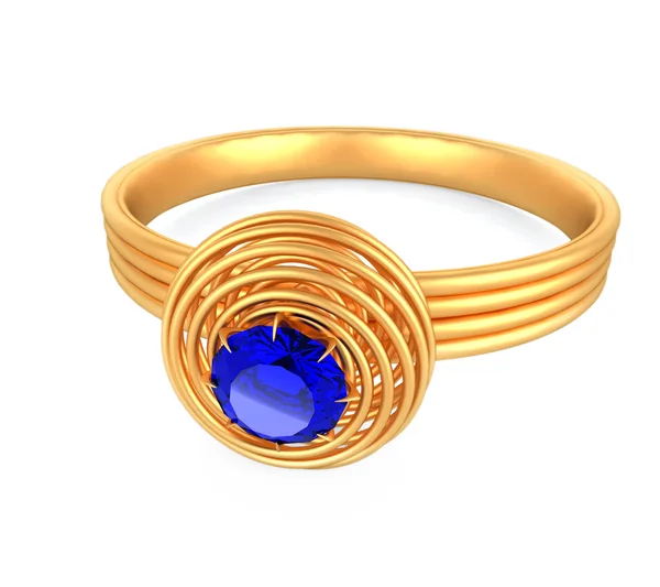 Blue diamond pendant with gold ring — Stock Photo, Image
