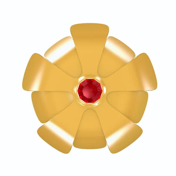 Gold flower and ruby — Stock Photo, Image