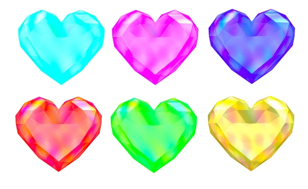 Coloridos corazones de gema — Foto de Stock