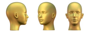 Gold head in three projections clipart