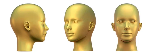 Золотая голова в трех проекциях — стоковое фото