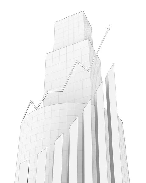 Budovy a šipkou graf — Stock fotografie