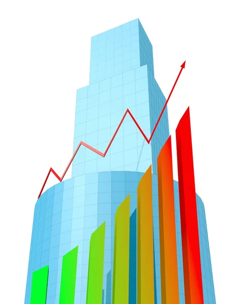 Buildings and arrow chart — Stock Photo, Image