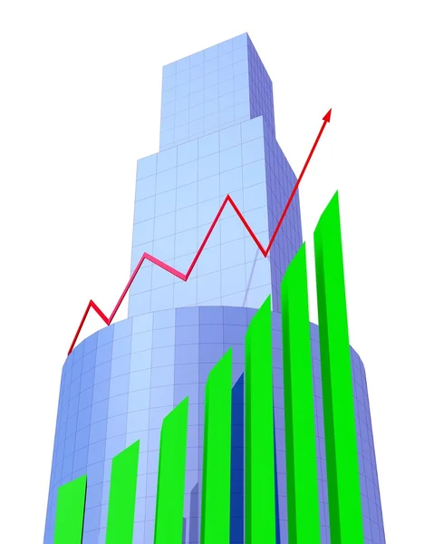 Buildings and arrow chart — Stock Photo, Image