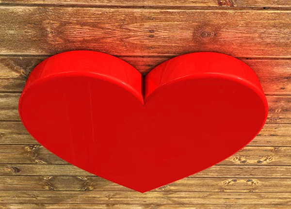 Rood hart op hout — Stockfoto