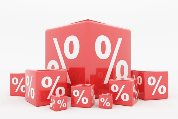 Red cube percentage — Stock Photo, Image