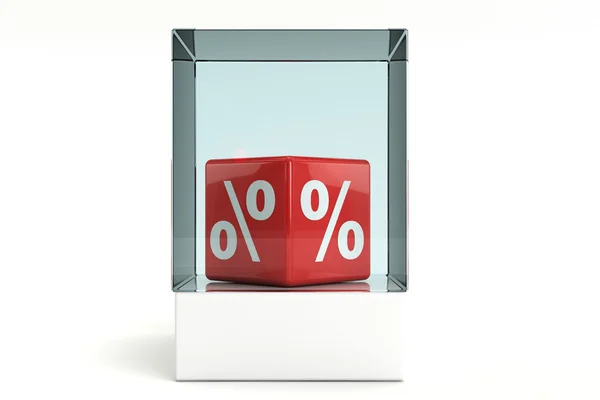 Znak procenta červená kostka — Stock fotografie
