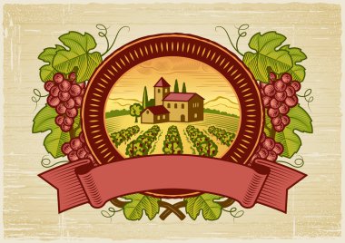 Grapes harvest label clipart