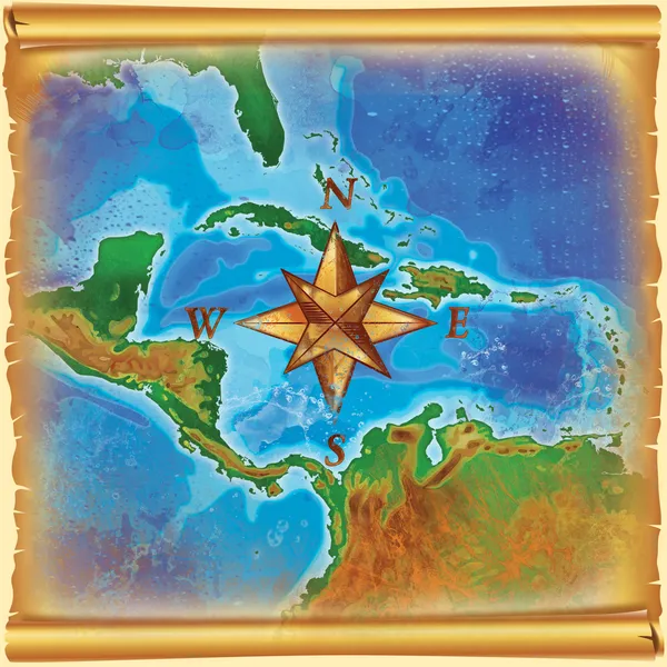 Caribbean islands map — Stock Photo, Image