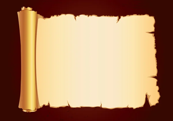 Oude perkament gouden scroll gorizontal — Stockvector