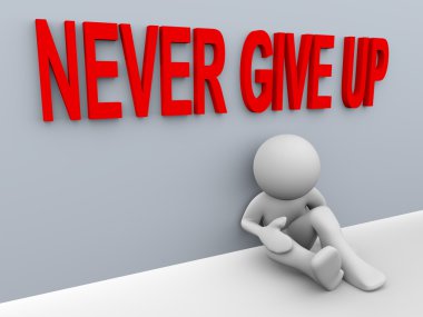 3d man - never give up clipart