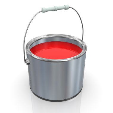 3d red paint bucket clipart