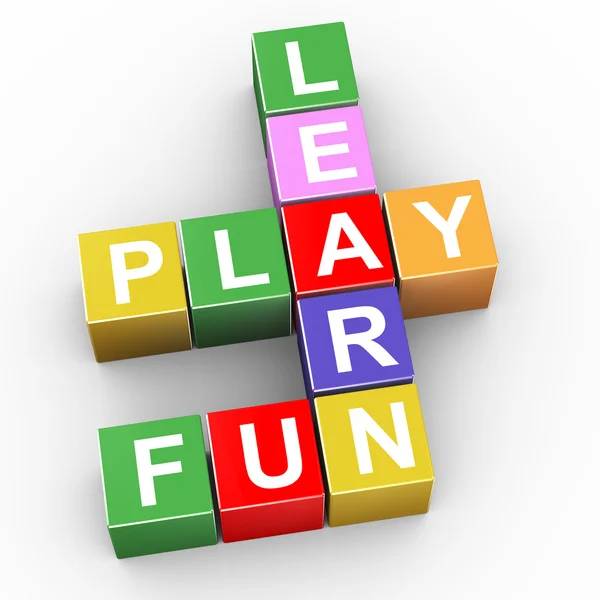 Palavra cruzada de aprender, brincar e diversão — Fotografia de Stock