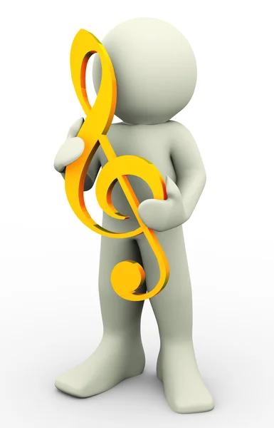 3D человек и скрипичный ключ — стоковое фото