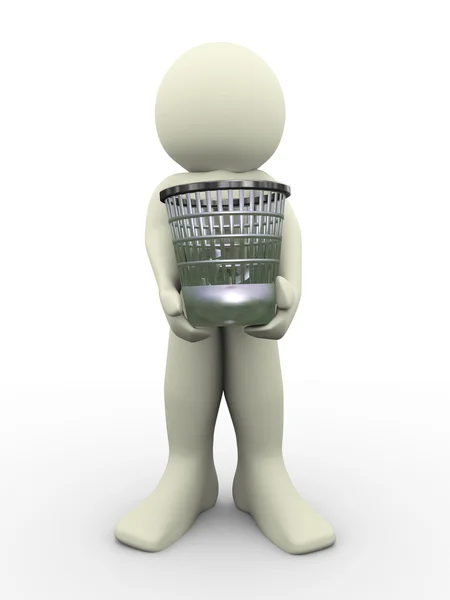 3D muž účetní odpadkový koš — Stock fotografie